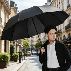 Oversized 130cm Umbrella for Men and Women, Foldable Double-Use Rain and Sun Protection, UV-Blocking Sunshade, Suitable for Three People, 1pc