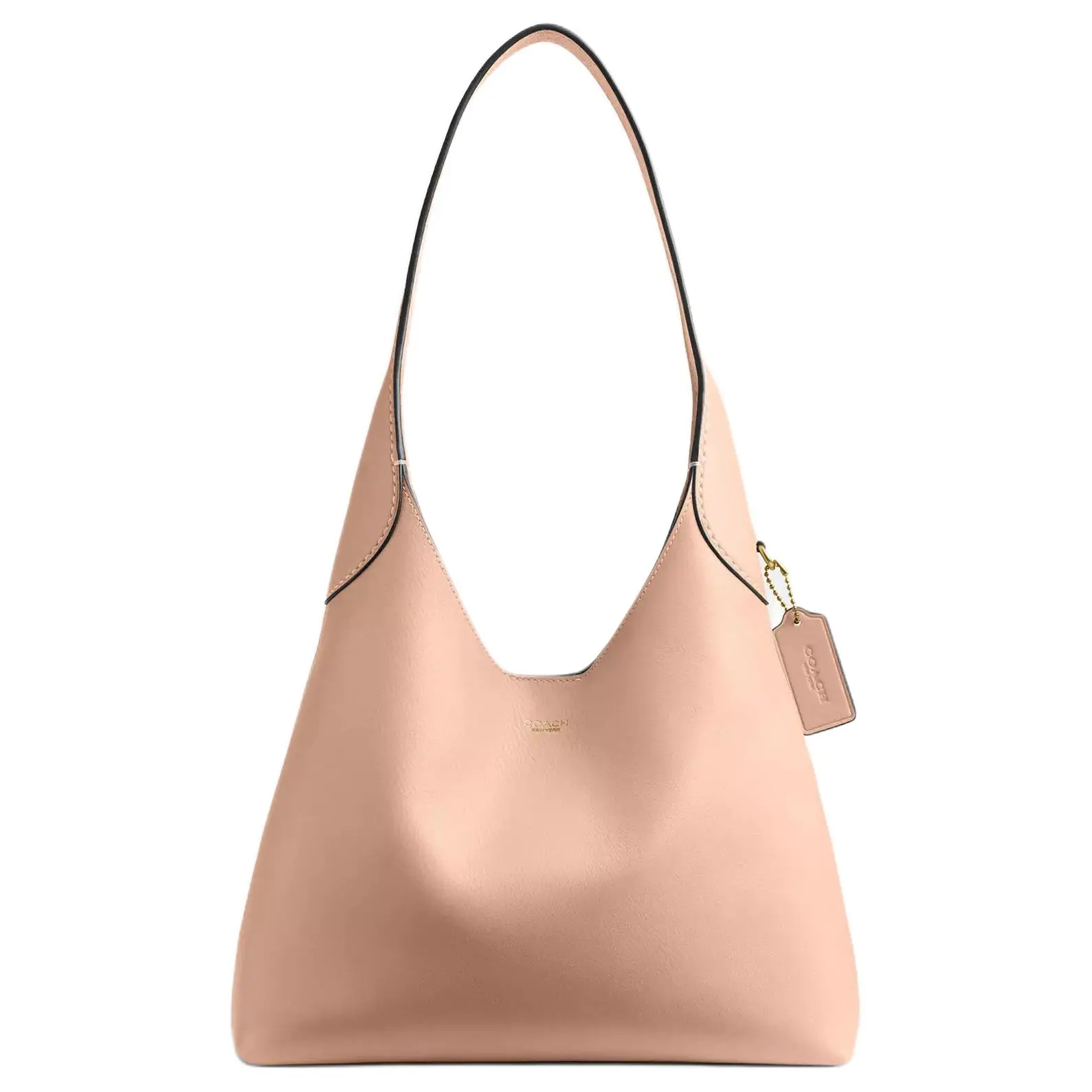 COACH Brooklyn 28 Small Leather Handbag for Women with Signature Logo, Smooth Grain Leather, Cream Color