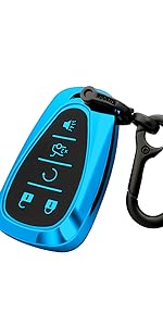 for Chevrolet key fob cover case with Metal buckle,Soft TPU key Shell/skin,4-Buttons fit GMC chevy Colorado Silverado Suburban Tahoe Silverado Remote Key Vehicle Accessories(Silver)