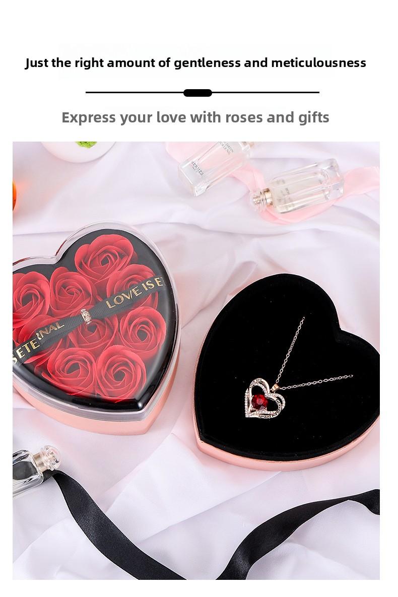 Heart-Shaped Rose Gift Box for Necklace Ring Earrings Jewelry, Preserved Flower Storage Case, Romantic Valentine's Day Gift Box for Girlfriend Birthday Anniversary teen girl  mini gifts Mother's Day love gifts