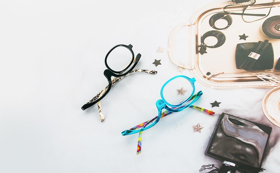 2 Pairs Makeup Reading Glasses for Women Magnifying Flip Down Cosmetic Readers