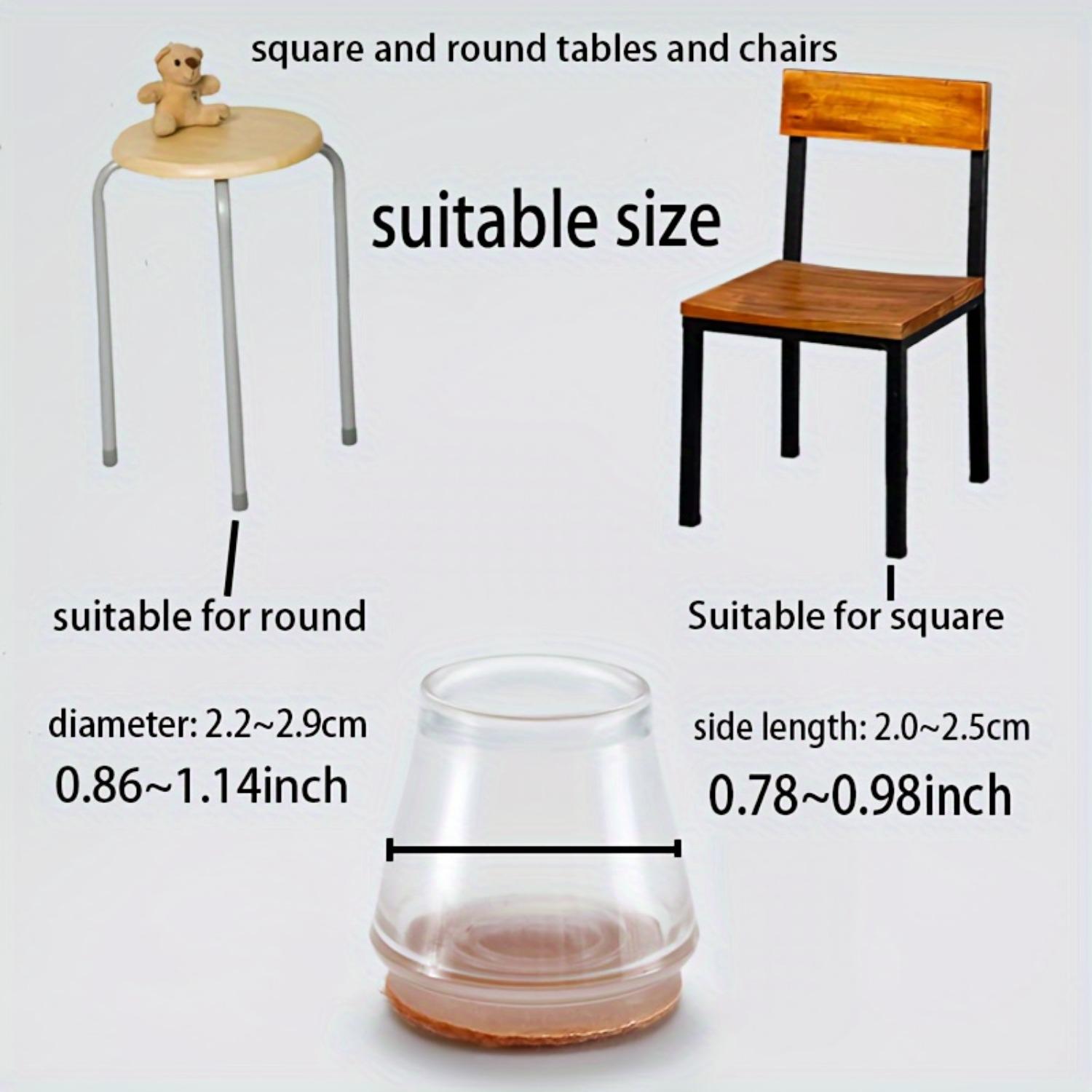 Silicone Chair Leg Protector, 12/24pcs Transparent Round Chair Leg and Table Base Covers with Non-Slip Felt Pad for Floor Protection, Home Furniture Protection Supplies