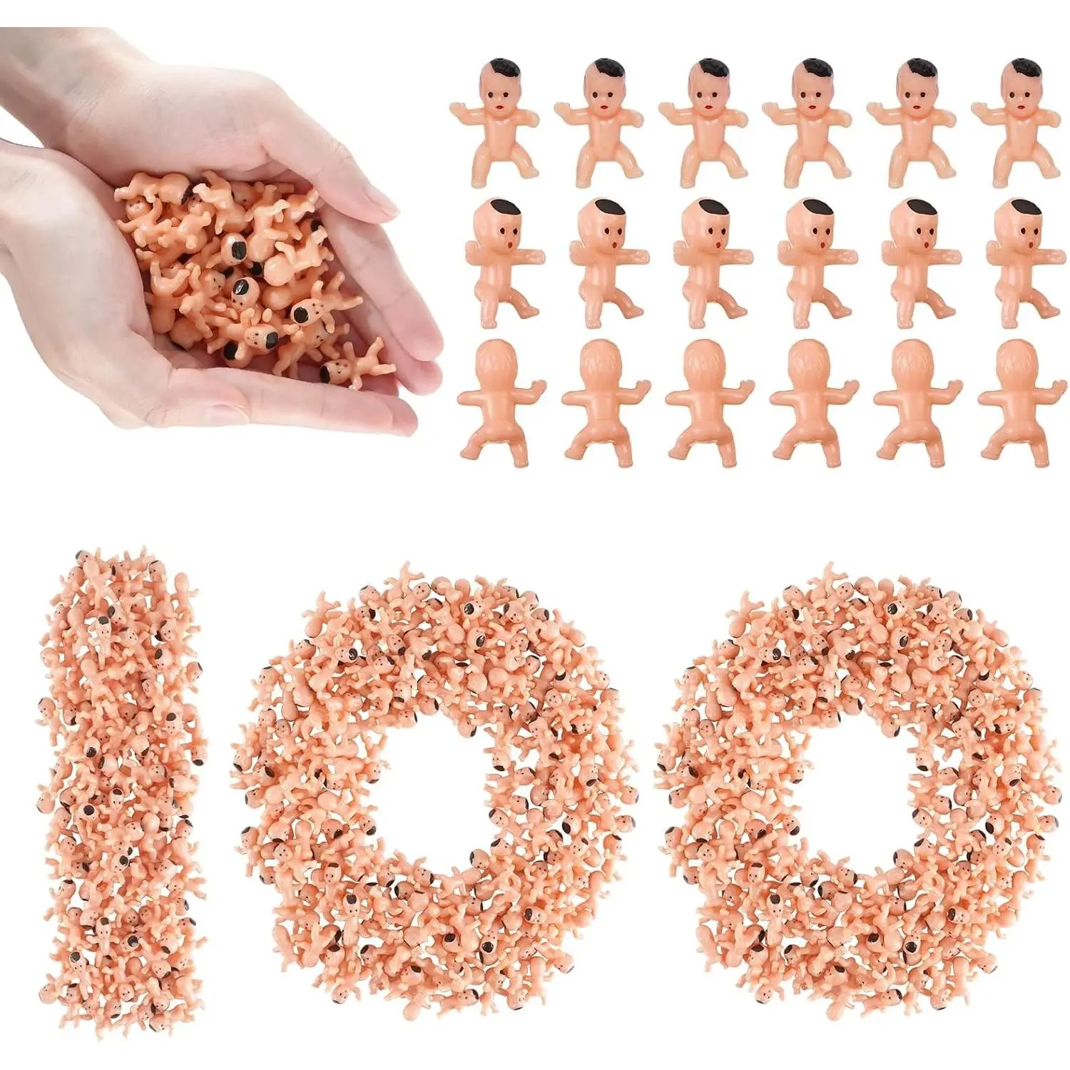 100 Pcs 1 Inch Mini Plastic Babies for Baby Shower Games, King Cake, Ice Cube & My Water Broke GameGift