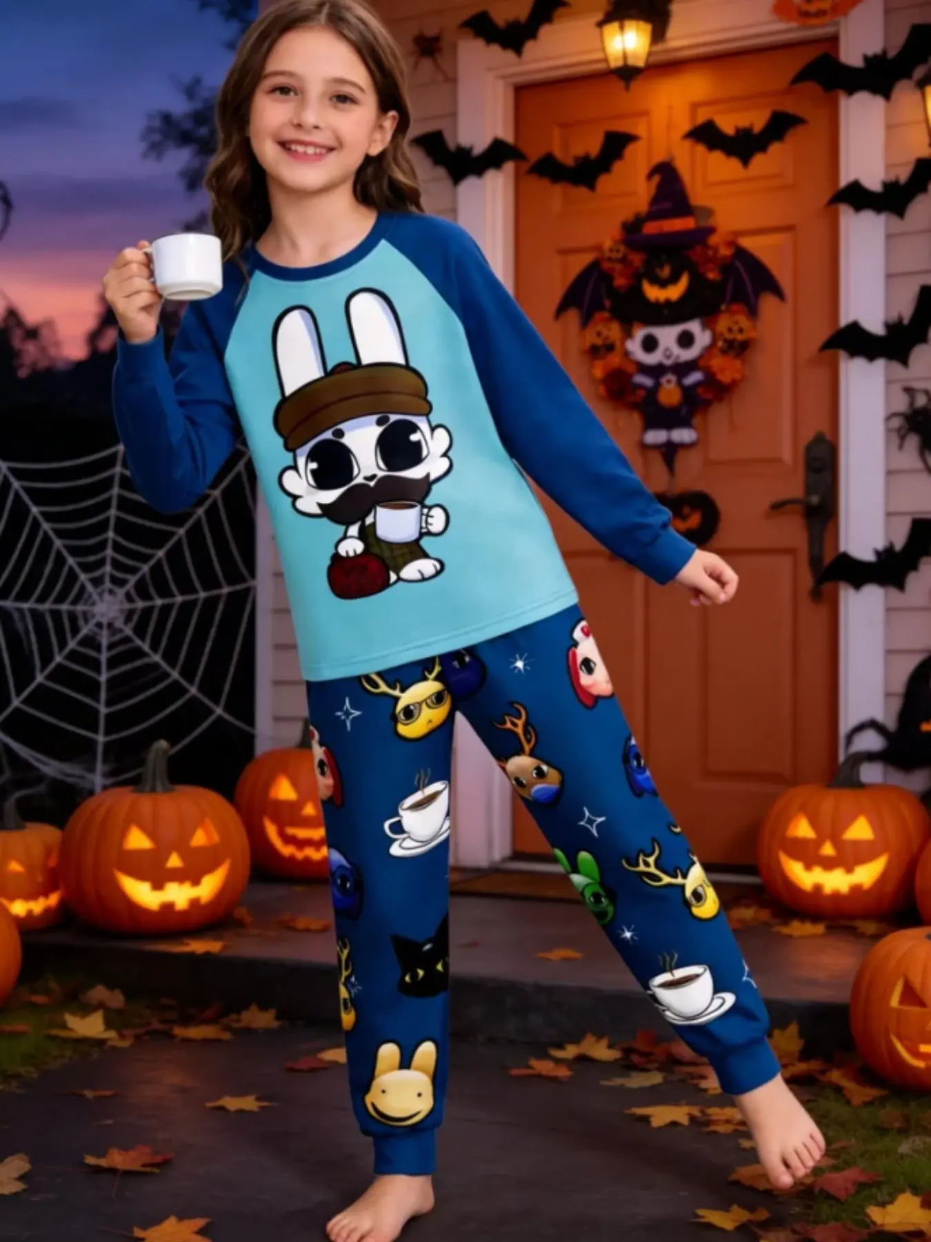 Animal Hospital Barney Long Sleeve Long Pants 2-Piece Pajama Set, Casual Round Neck Breathable, Suitable for All Seasons