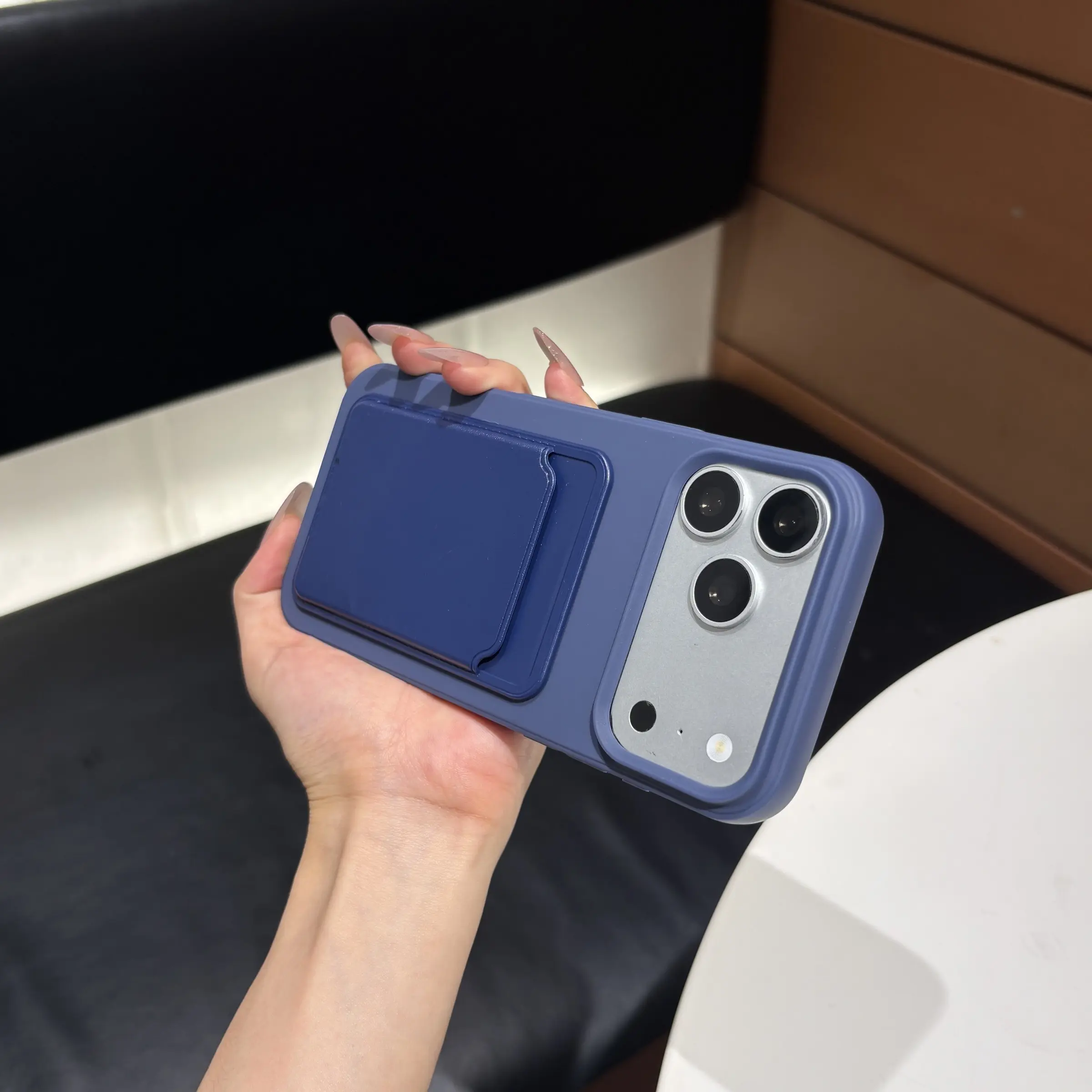 Pure Color One-Piece Card Holder Phone Case Casing, Thick Shockproof Full Coverage, Compatible with iPhone 17 16 15 14 Pro Max