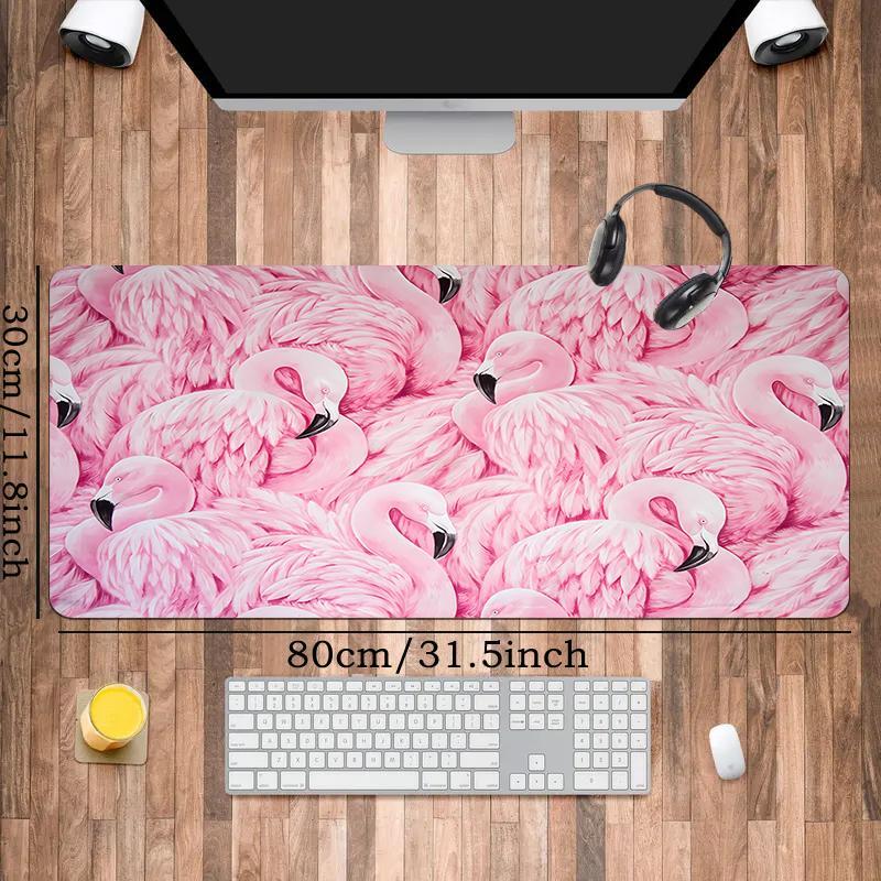 Pink Flamingo Pattern Mouse Pad, 1 Count Gaming E-sports Computer Thickened Mouse Pad, Washable Mouse Pad for Home & Office