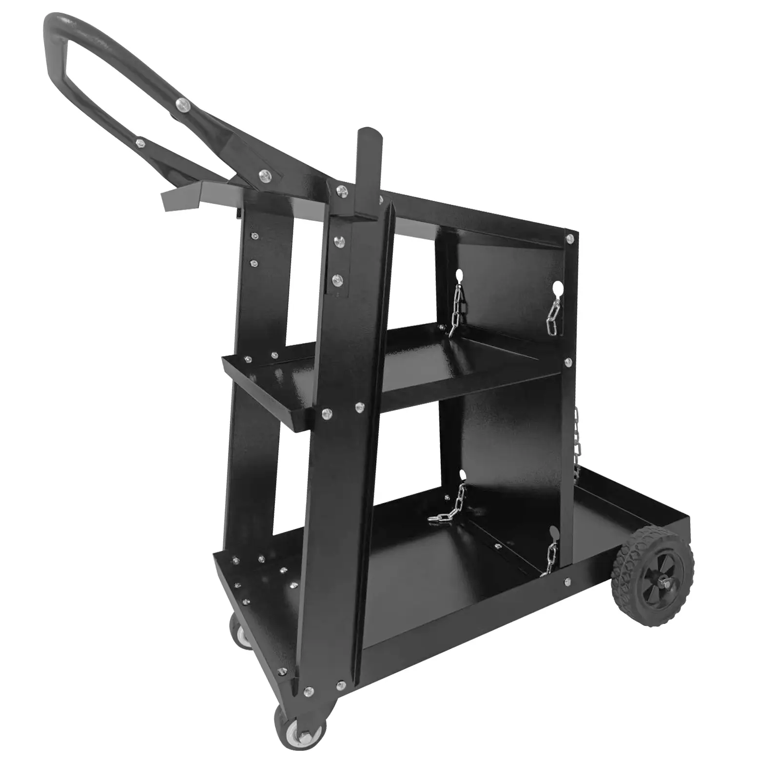 Heavy Duty 3-Tier Welding Cart – 220 lbs Capacity, Lockable Cabinet, 360° Swivel Wheels, Safety Tank Chains – Industrial Metal Trolley for MIG/TIG/MMA Welders & Plasma Cutters, Workshop Storage
