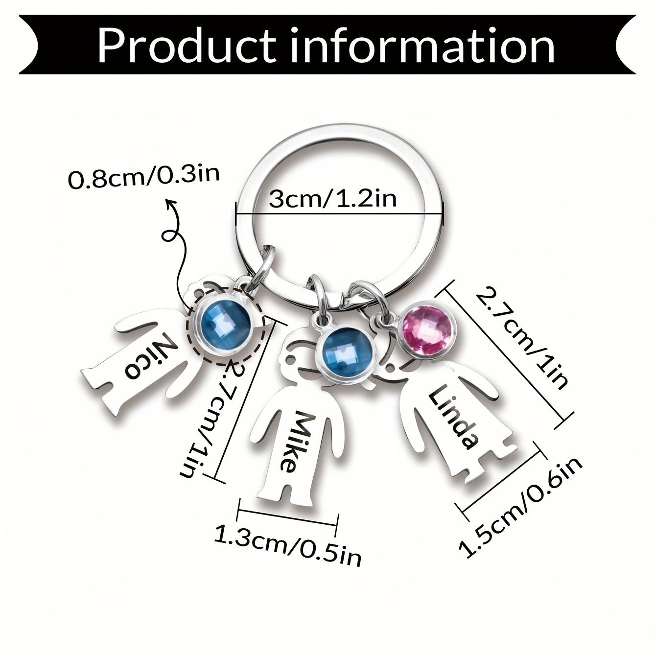 [Custom Keychain Gift] Personalized Birthstone Keychain 1pc| Custom Name, Stainless Steel, 1-5 Names| Family Gift for Men Women, Birthday, Christmas, Mother's Day, Father's Day, Daughter Son