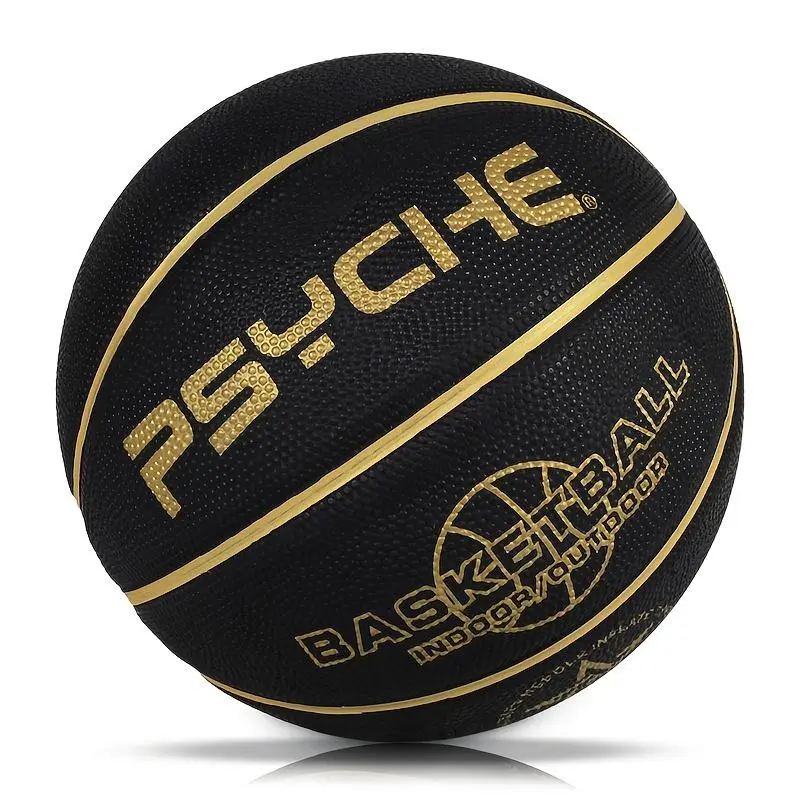 hf-r7001 Black Golden Official Size 7 (29.5in) Rubber Basketball, Wear-Resistant, Non-Slip Sports Toy for Indoor-Outdoor League Training Play