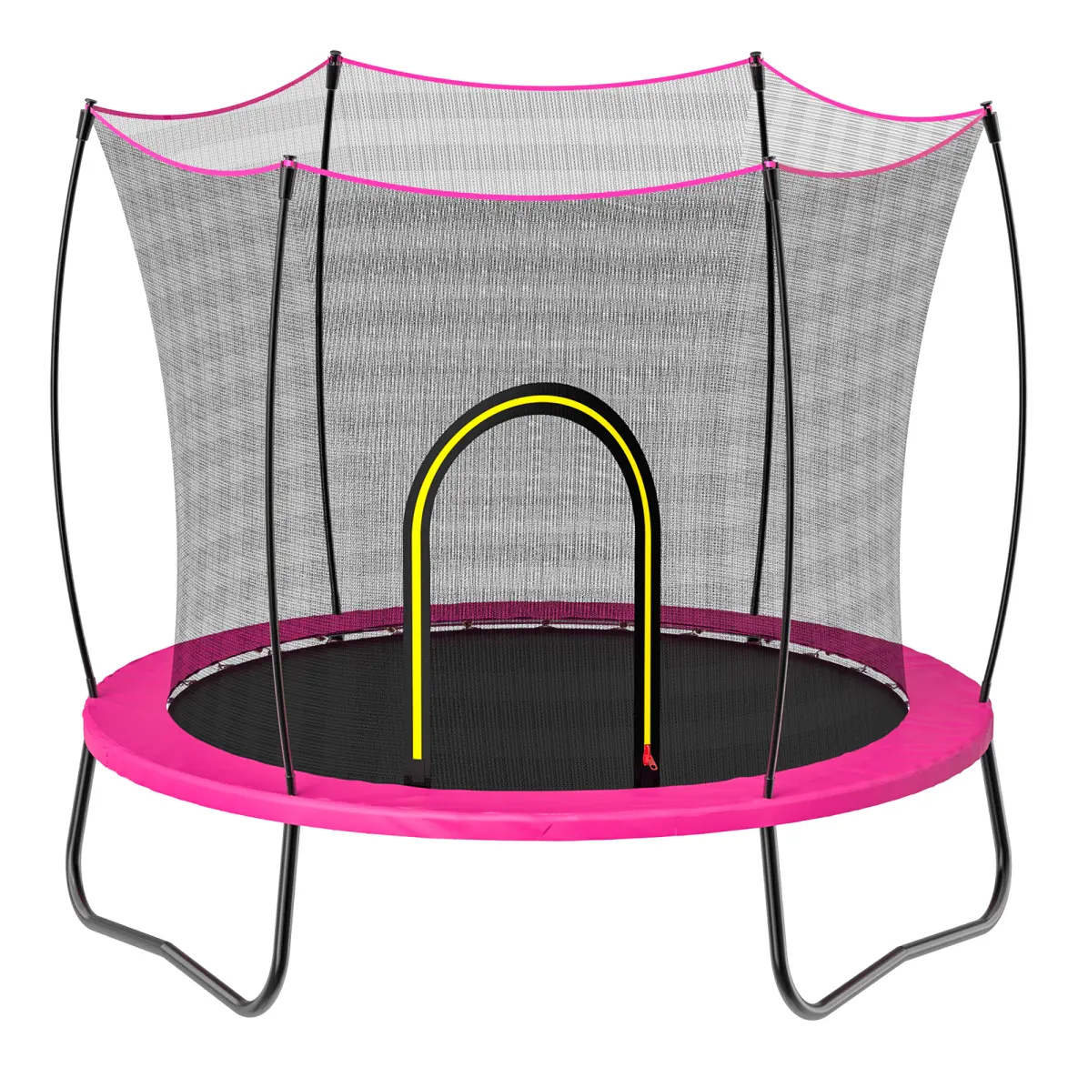 55-Inch Heavy-Duty Recreational Trampoline with Safety Enclosure, Stable Spring Exercise Equipment for Home Gym Use, Anti-Corrosion Frame, Dark Pink