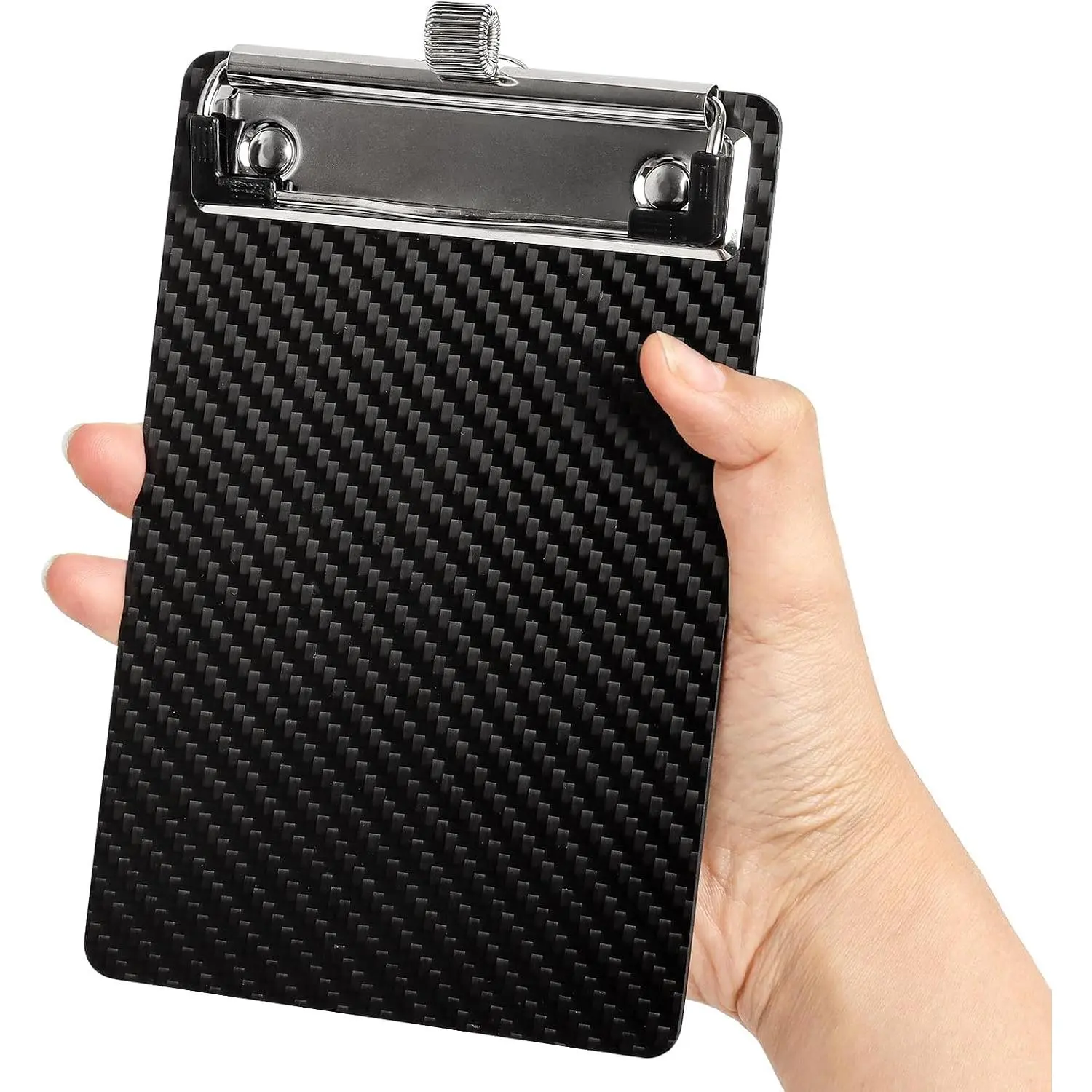 Carbon Fiber Pocket Clipboard,A6 Size Black Clipboard Reinforced with Pen Clip &  Loop Durable Small Clip Board for Outdoor, Office, Gifts(4.3x6.5 in)