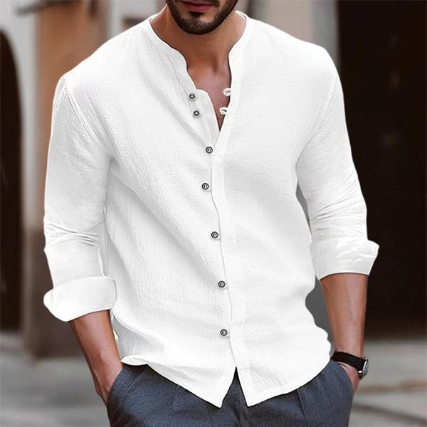 Men's Vintage Button-Up Shirt - Available in Multiple Colors. Made of Linen and Polyester - Lightweight, non-stretch shirt, perfect for spring and summer wear, can be paired with formal or casual attire.