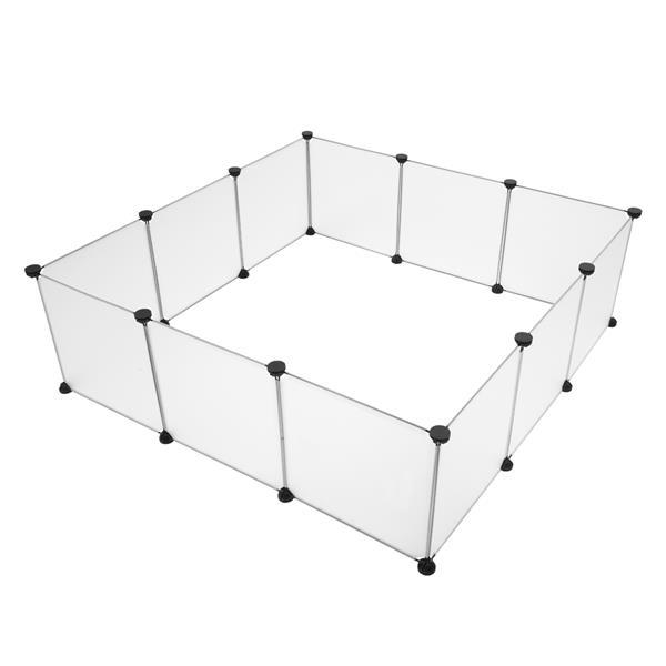 12 Panels Transparent Small Animals Playpen,28" x 56" x 14" Portable Pet Playpen,Plastic Enclosure,Puppy Play Pen for Indoors Outdoor Pet Fence for Guinea Pigs,Bunny,Ferrets,Hamsters,Hedgehogs