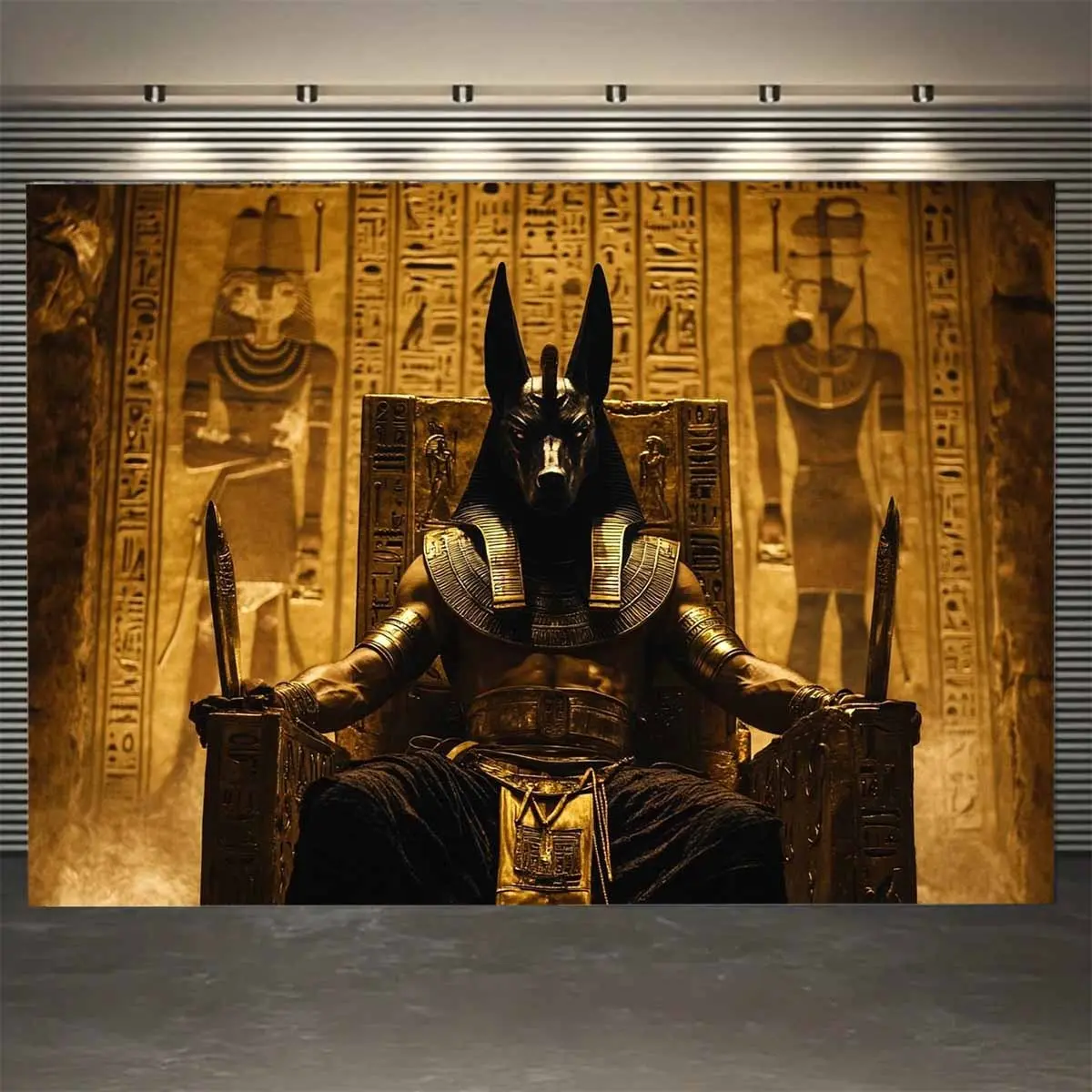 Egyptian Pharaoh Peach Skin Tapestry - Soft Durable Polyester Wall Hanging with Golden Throne & Hieroglyphics Design, Perfect for Home Decor, Birthday Parties, Indoor/Outdoor Use, Easy to Install, Ideal Gift for Friends, Party Decoration