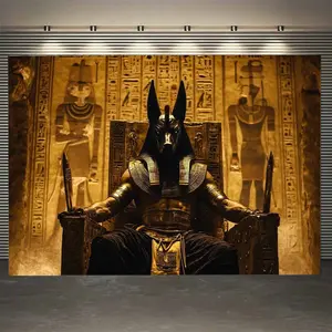 Egyptian Pharaoh Peach Skin Tapestry - Soft Durable Polyester Wall Hanging with Golden Throne & Hieroglyphics Design, Perfect for Home Decor, Birthday Parties, Indoor/Outdoor Use, Easy to Install, Ideal Gift for Friends, Party Decoration