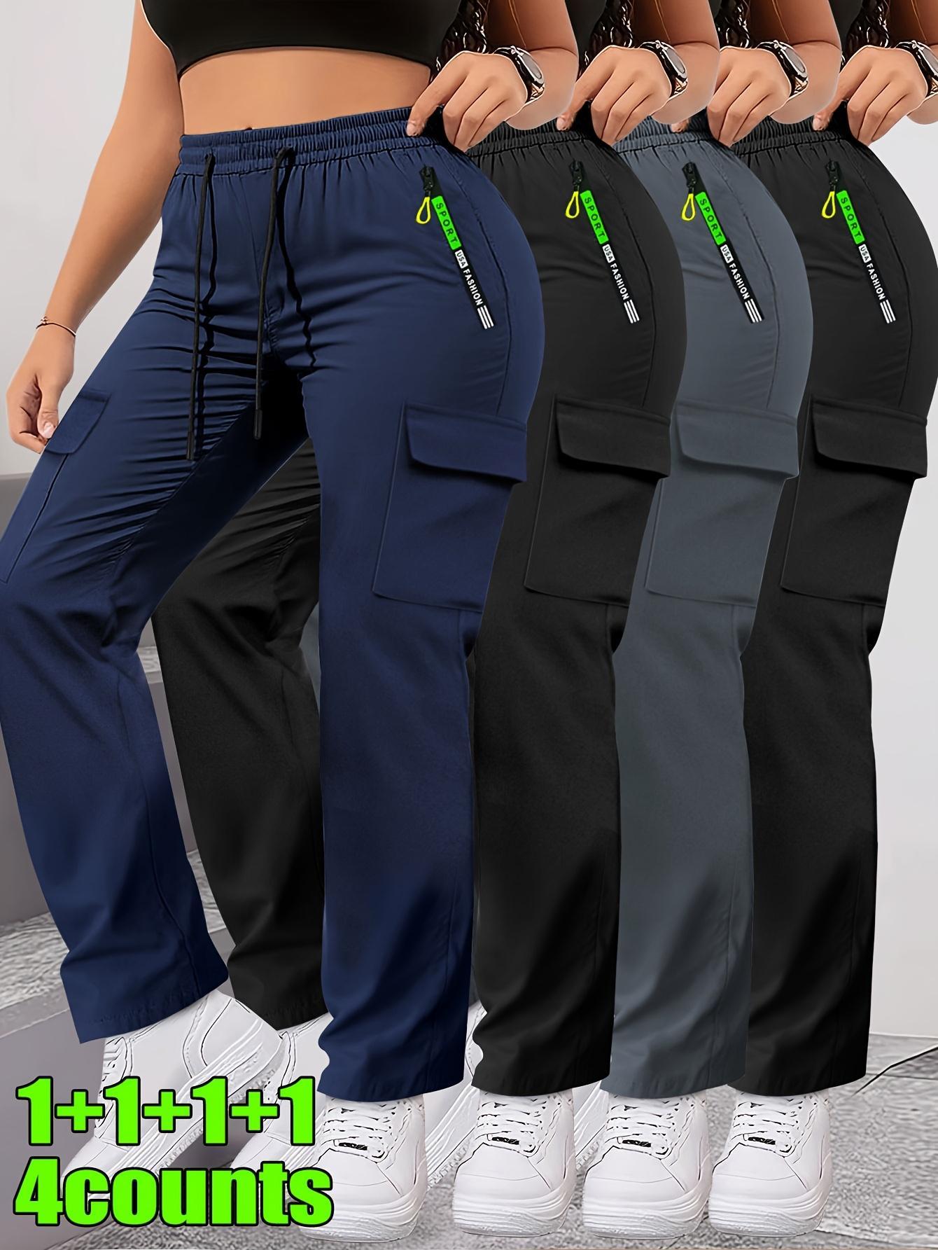 4pcs Women's Zipper Pocket Cargo Pants, Women's Elastic Waist Hiking Trousers, Women's Multi-Pocket Casual Cargo Pants, Women's Lightweight Outdoor Cargo Pants, Women's Plus Size Cargo Pants 4pcs Women's Zipper Pocket Cargo Pants, Women's Elastic Waist Hiking Trousers, Women's Multi-Pocket Casual Cargo Pants, Women's Lightweight Outdoor Cargo Pants, Women's Plus Size Cargo Pants
