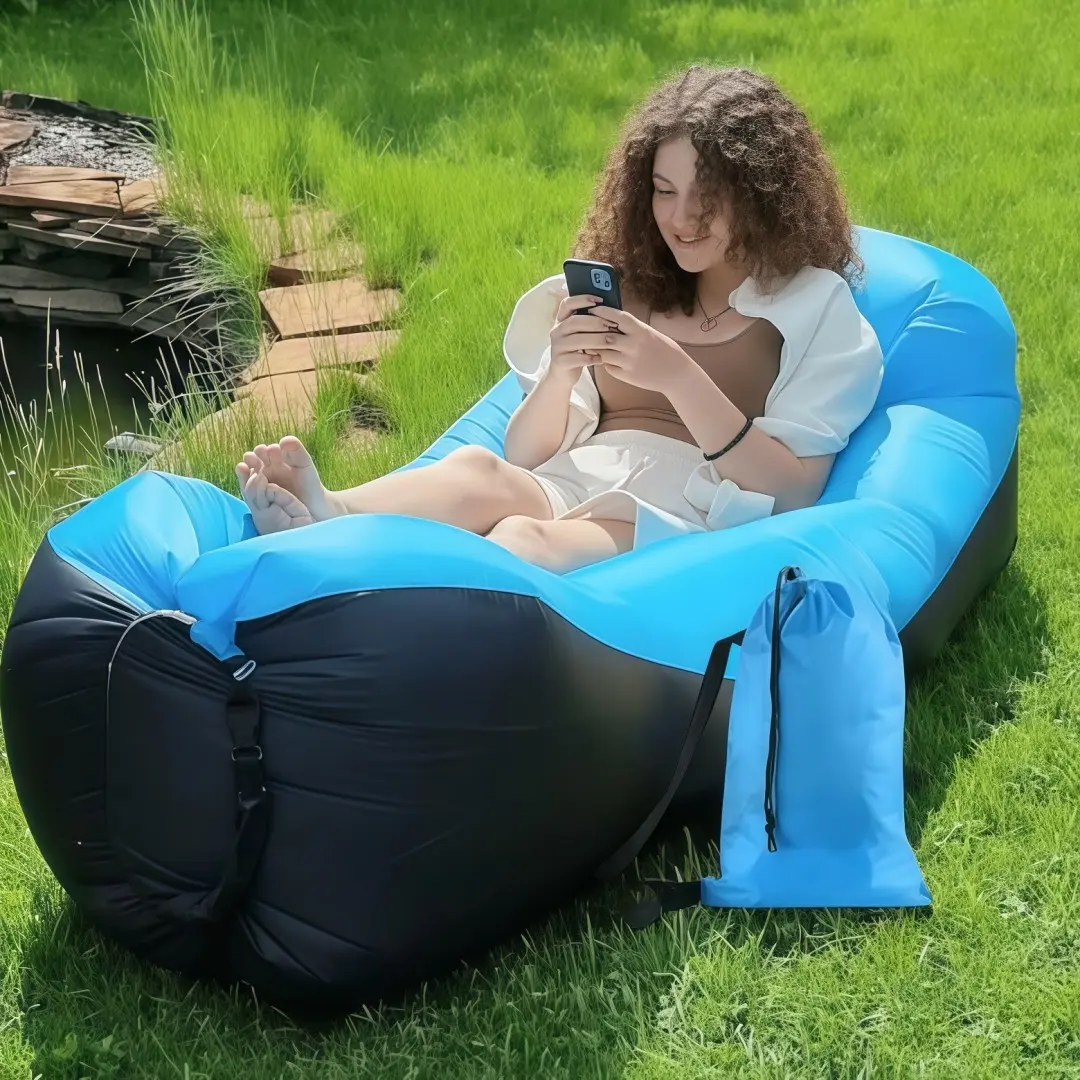 Portable quick-charging inflatable lazy air sofa Outdoor Furniture Sofa Leak-proof and waterproof inflatable lounge chair sofa lounging hammock Beach camping travel leisure chair Outdoor Sofa