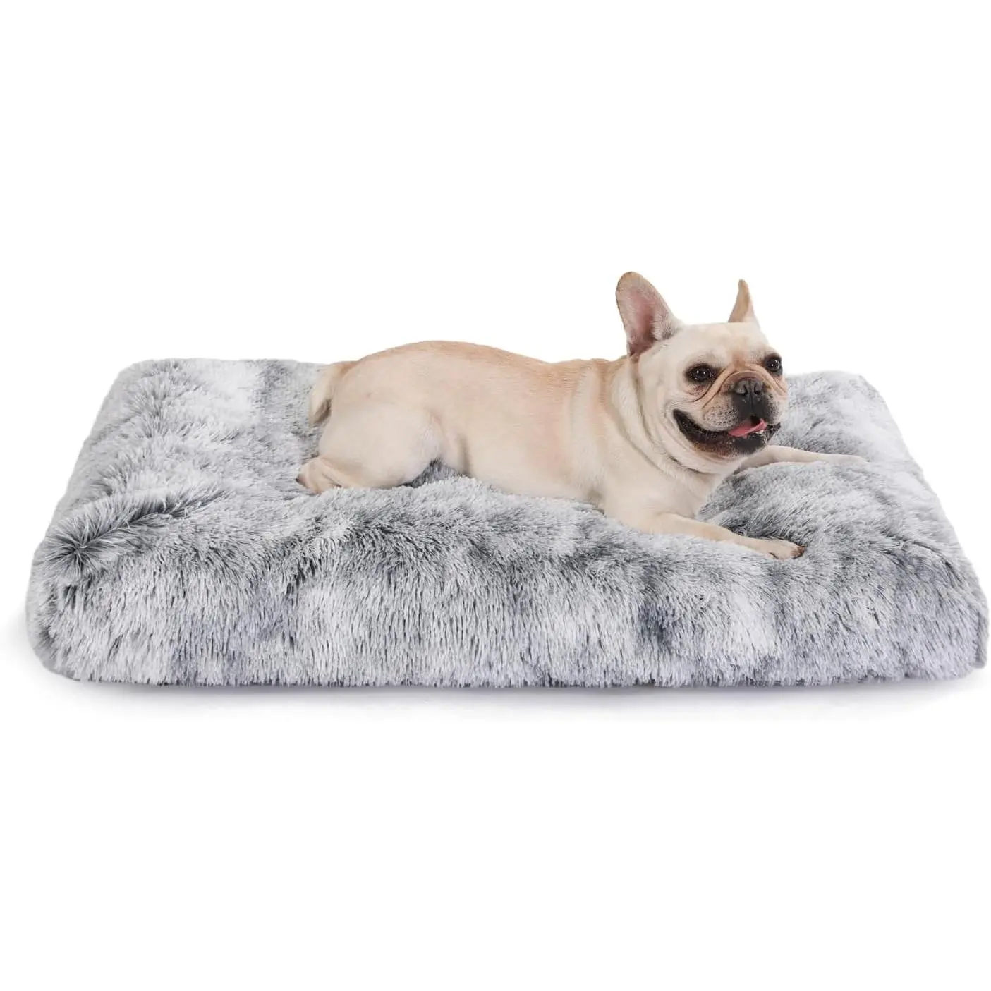Waterproof Dog Crate Bed With Removable Washable Cover, Plush Faux Fur Pad for Large Dogs, Fluffy Kennel Bed 35"x23", Dark Grey