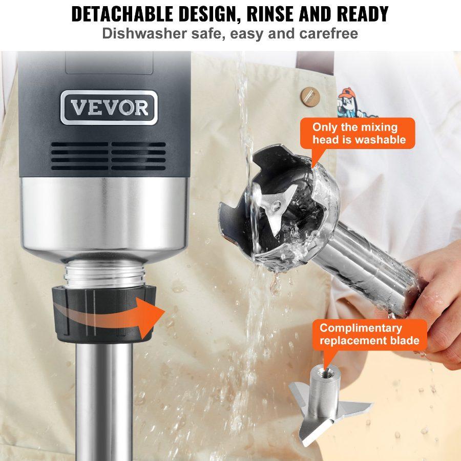 VEVOR Commercial Immersion Blender, 750W 16 Heavy Duty Hand Mixer, Variable Speed Kitchen Stick Mixer with 304 Stainless Steel Blade, Multi-Purpose Portable Mixer for Soup, Smoothie, Puree, Baby Food