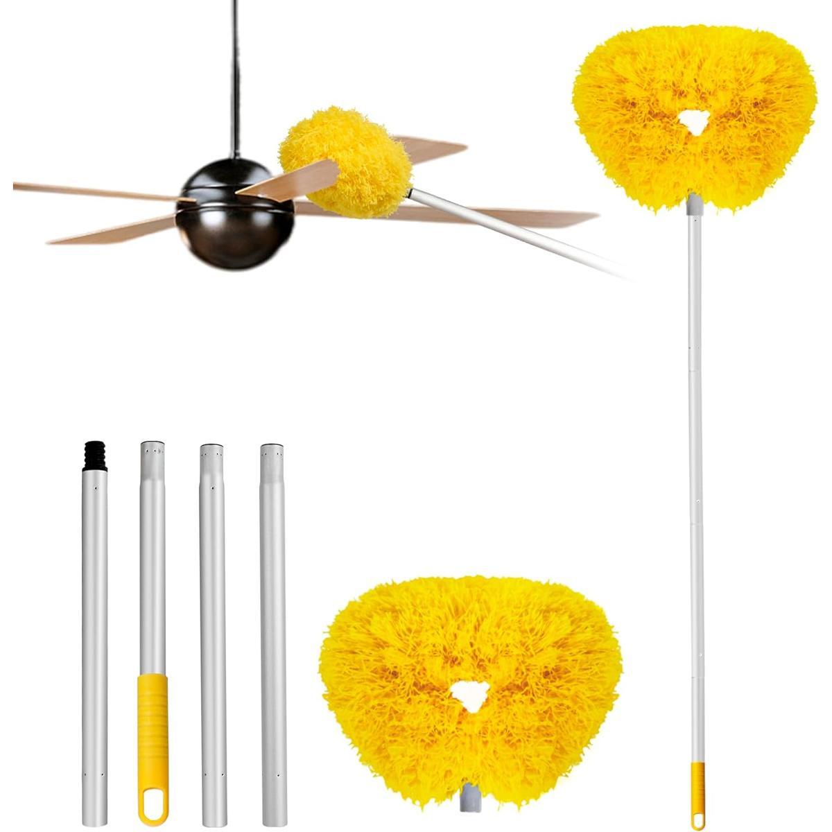 Ceiling Fan Cleaner Duster with Extension Pole, 1 Set Dust Removal Brush, Removable and Washable Microfiber Ceiling and Fan Duster, Cleaning Supplies, Home Care Supplies
