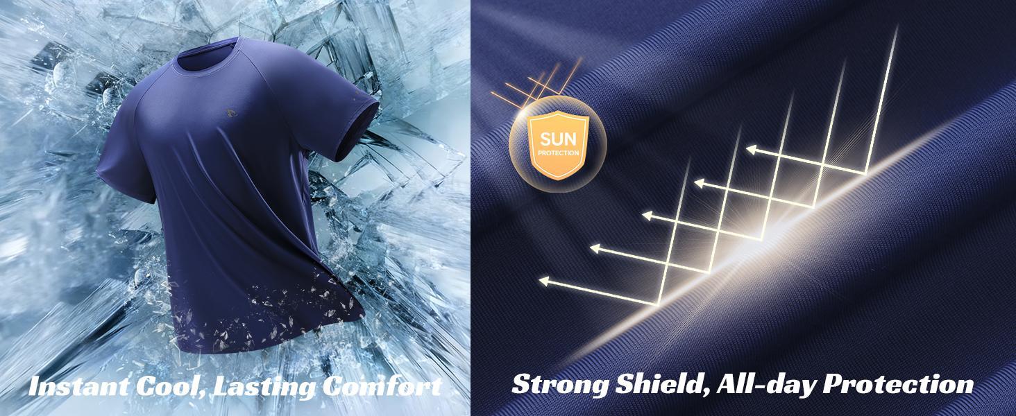 Baleaf Mens Cooling Workout Shirts Short Sleeve Athletic T-Shirts Quick Dry Moisture Wicking UPF 50+ Sun Protection Gym Running Activewear