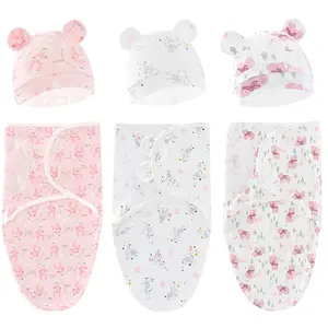 3-Pack Organic Baby Swaddle Sleep Sacks - Newborn Swaddle Sack - Ergonomic Baby Swaddles 0-3 Months - Sleep Sack - (Pink & Animal)
