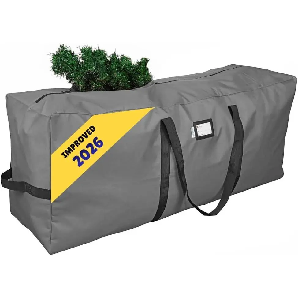 Heavy Duty Christmas Tree Storage Bag | Fits Up to 7 Ft. Disassembled Holiday Tree | 50” x 15” x 20” Tree Storage Container | Xmas Storage Box | Durable 600D Oxford Material (Gray)