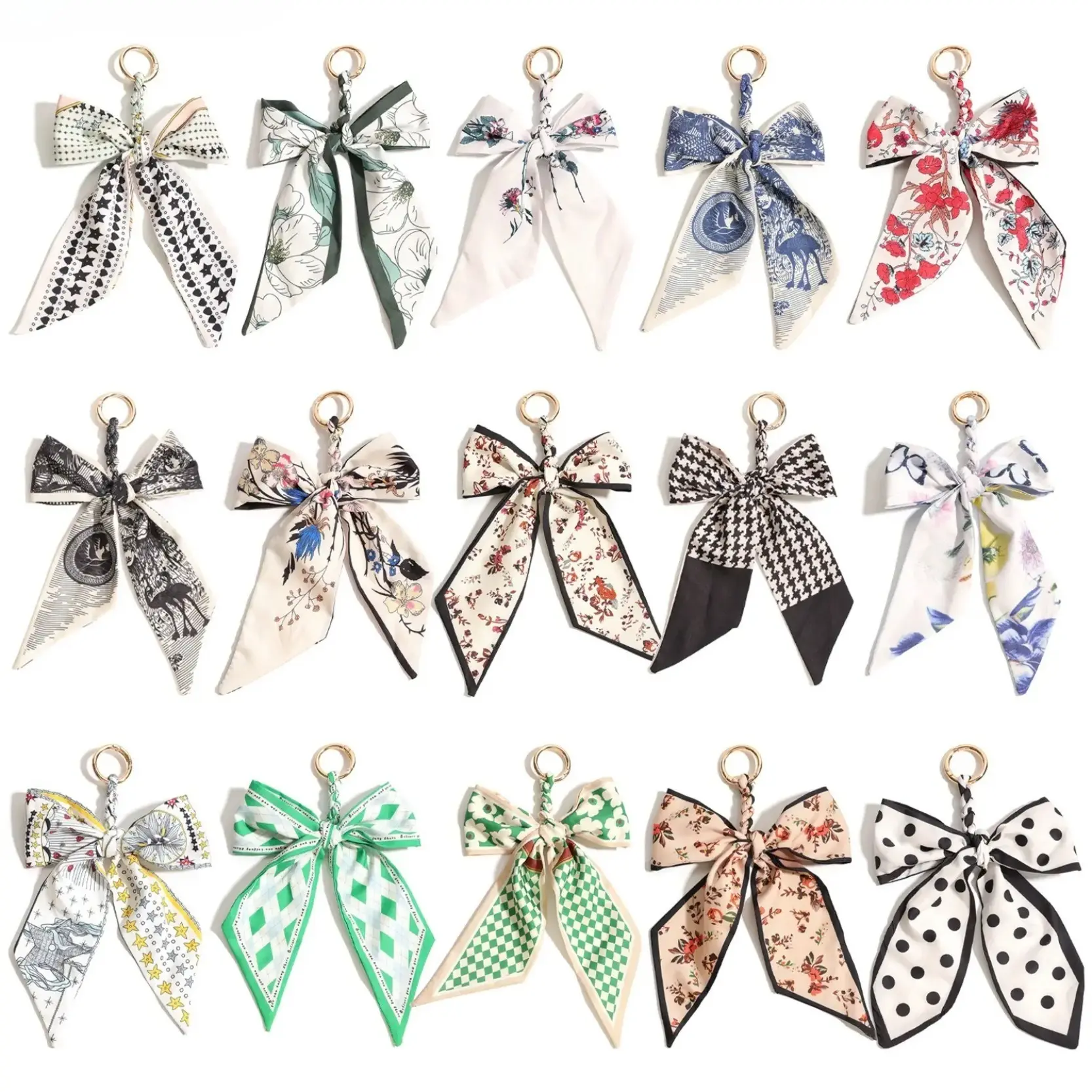Women’s New Creative Hand‑Woven Silk Scarf Bowknot Keychain Charm, Fashion Decorative Key Holder, Elegant Bag Pendant For Purse, Sports Backpack, Handbag And Daily Stylish Ornament Decoration