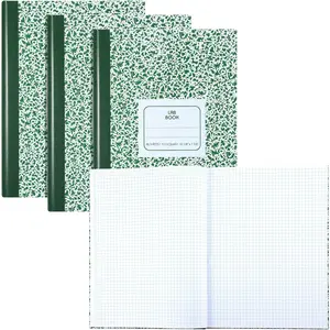 3 Pack Composition Notebooks Lab Graph Paper Notebook, 5 x 5 Quad Ruling, Green Marble Cover, 10.13 x 7.88 Inch, 96 Sheets