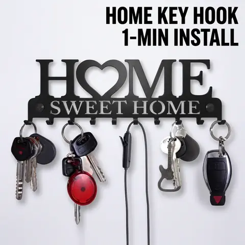 Home Letter Shaped Metal Wall Hook, Fashionable Iron Key Hook, Creative Keychain Organizer for Bedroom Living Room Porch, Summer Gifts, Decor, Decorative Hooks