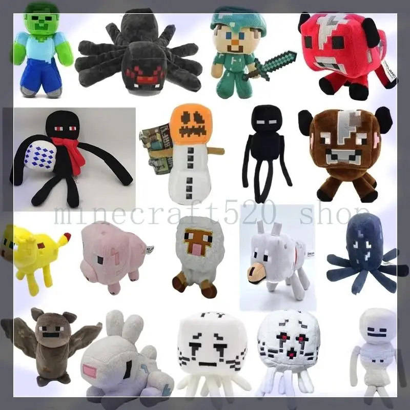 MC Game Plush Toy Stuffed Doll Minecrafte Multiple Styles Final Shadow Dragon Laborer Fear Steve Bat Doll Wholesale in Stock