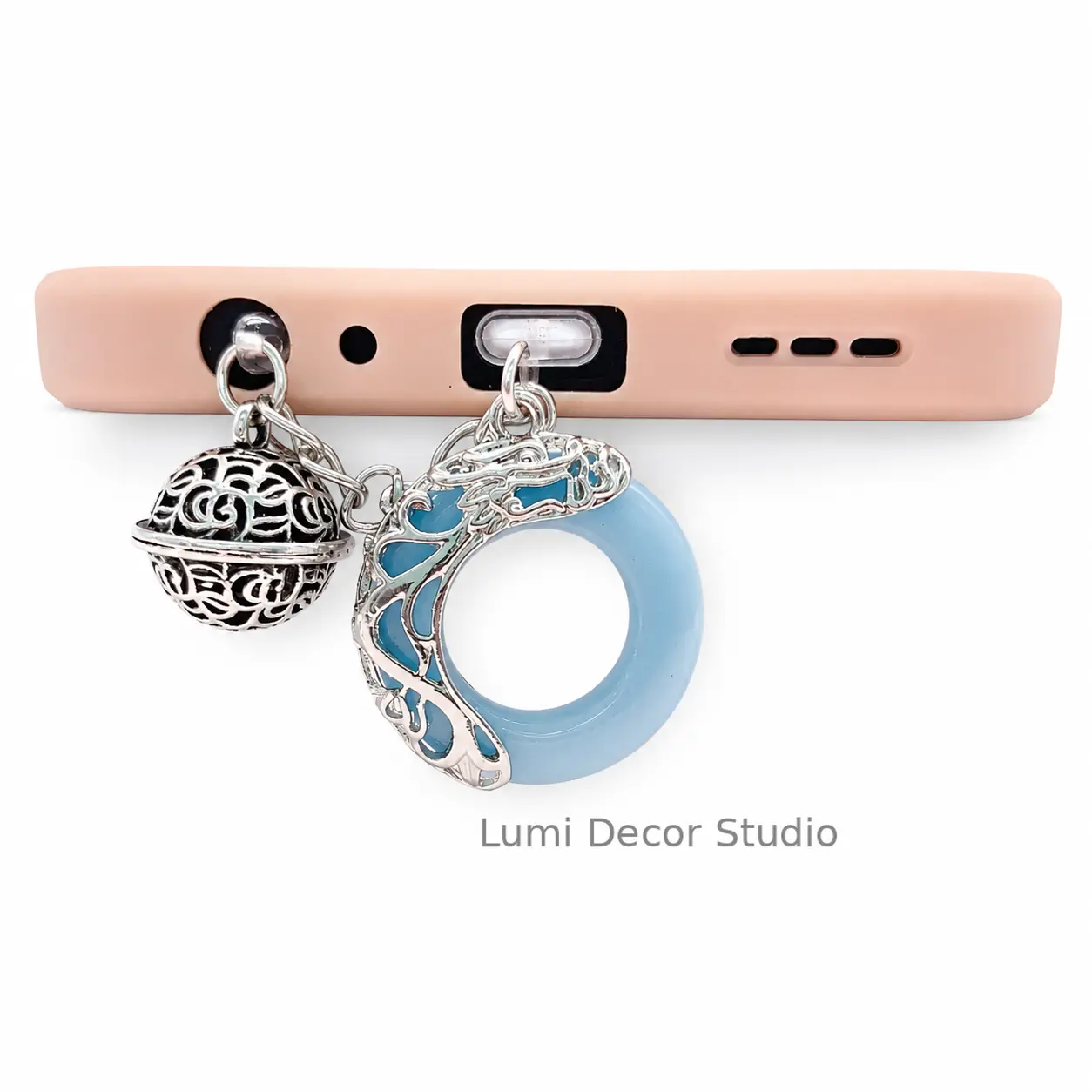 Phone Charm Accessories, Glow in the Dark Dragon Stone Dust Plug with Bell, Unisex Protective Stopper for Type C & Lightning Android/iPhone, Decorative Charm, Port Protector, Luminous, Bell Shape, Phone Accessories Charm