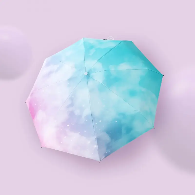 Gradient Mini 5-Fold Light Portable Blackout UV Protection Umbrella with Capsule Case