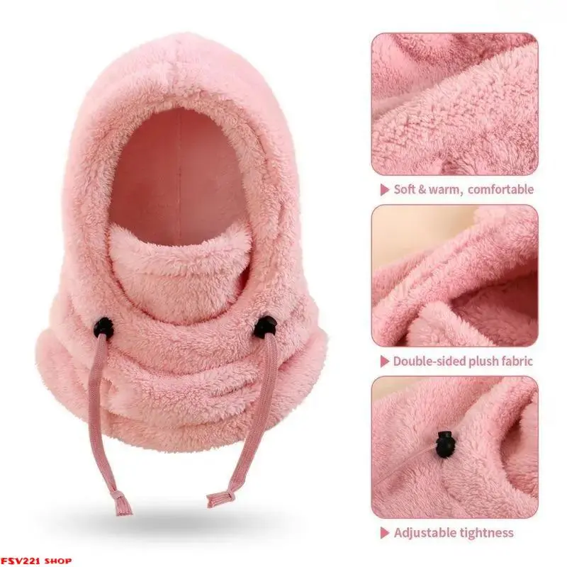 1-PCS Winter Warm Headgear and Neck Warmer – Windproof and warm full-face mask with a detachable collar, made of soft fleece, ideal for skiing, snow play, winter outdoor sports and everyday wear.