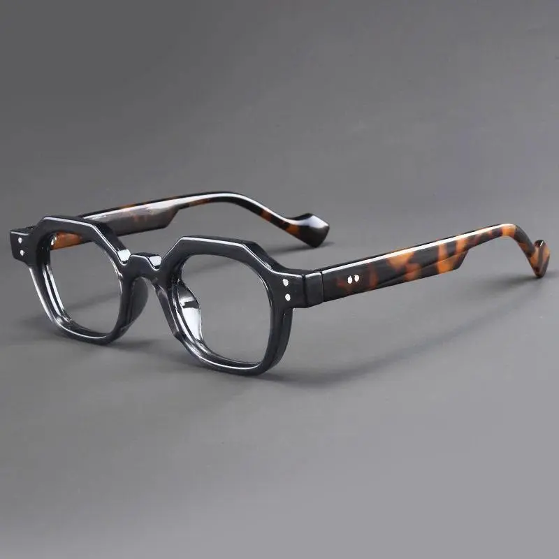 0 ~ 400 Polygonal Reading Glasses Spring Eyeglass Legs Full Frame Trendy Style Far Sighted Glasses