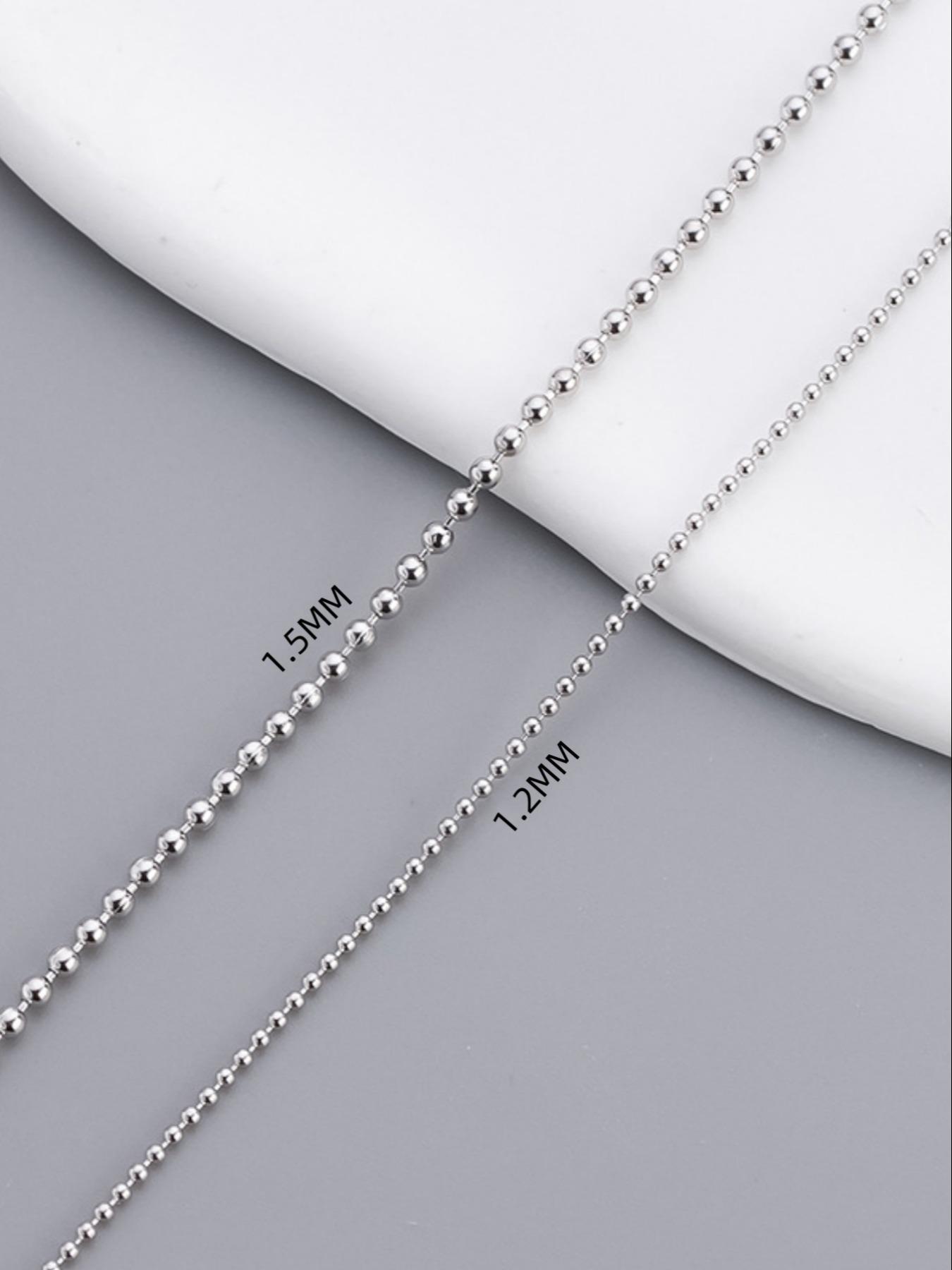 925 Sterling Silver Simple Ball Chain Necklace, Fashion Jewelry for Party, Daily Clothing Decor, Trendy All-match & Exquisite Jewelry for Birthday Gift