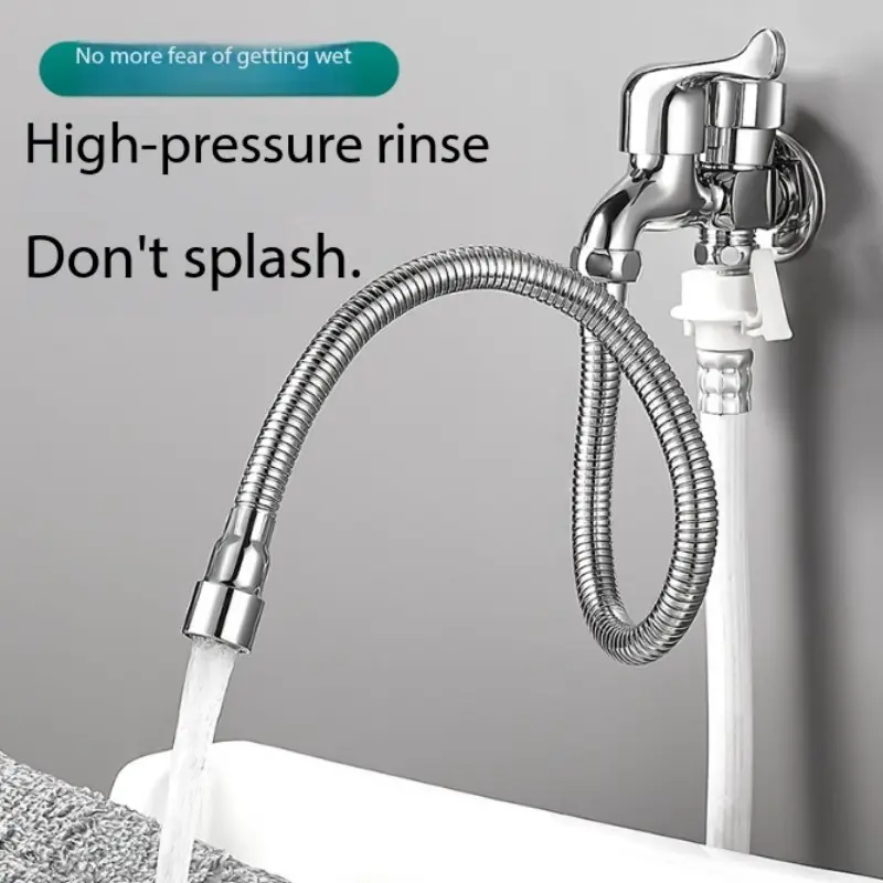 Stainless Steel Wave Pipe Extension, Universal Faucet Connector, Splash-Proof Toilet Faucet Adapter, Durable and Reliable Water Solution
