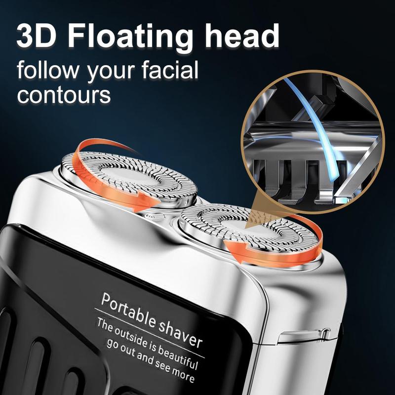 Mini Shavers for Men,Portable Rotary Dual Ring Electric Shaver,Mini Magnetic with Digital Display Washable Head Razor,USB Rechargeable Waterproof Electric Hair Cutting Machines,for Home Travel Mini Shavers for Men,Portable Rotary Dual Ring Electric Shaver,Mini Magnetic with Digital Display Washable Head Razor,USB Rechargeable Waterproof Electric Hair Cutting Machines,for Home Travel