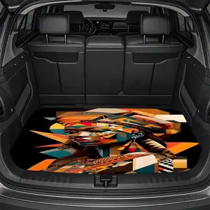 1pc African Trunk Mat - Non-Slip Car Cargo Liner with Bold African Women Portrait, Fit for SUVs, Sedans, Trucks - Easy-Clean Interior Protection Mat in Orange, Yellow, Blue, Red, Black, White, Teal, Brown, Gray, Beige - Car Interior Accessories