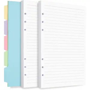 A6 Binder Core Budget Planner Notebook, 6-Hole Ring Binder Pages, 5 Dividers, 120 Sheets, Replaceable Core for Daily Planning