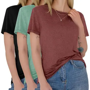 3 Pack Womens - Short Sleeve Spring Summer Tops Crew Neck Trendy Casual Work Soft Basic Tees for Ladies 2026