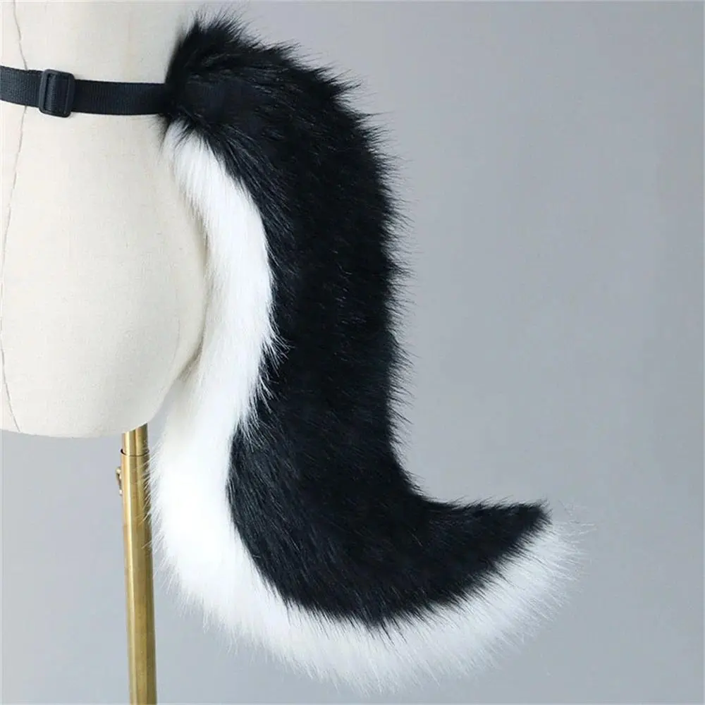 7-Color Faux Fur Animal Tail Party Accessories, Adjustable Strap, Detangling Plush Dog Fox Wolf Tail for Dress-Up Parties, Cosplay Props