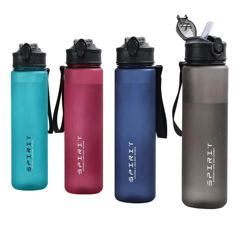 750ML Water Bottle with Straw Time Scale, Large Capacity, Motivational Plastic Material, Leak-Proof Design, Ideal for Gym, Travel, Outdoor Sports