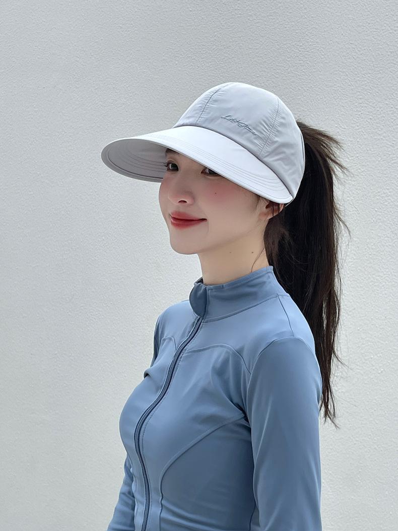 Women'S Wide-Brim Ponytail Sun Hat With Holes, Extra Coverage, Lightweight And Breathable, Suitable For Outdoor Travel, Beach Excursions, Daily Casual Wear, Unisex, UV Protection Fishing Sun Hat, Adjustable For Summer Leisure