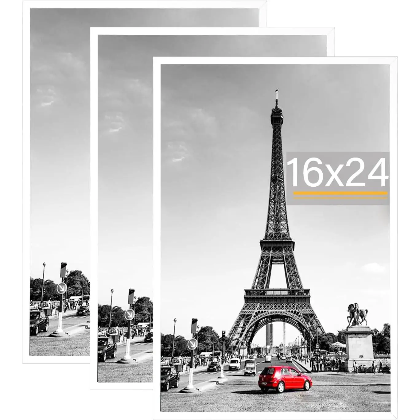 Picture Frame, Wall Gallery Poster Frames, Horizontal or Vertical Wall Mounting (White, 16x24-3 Pack)