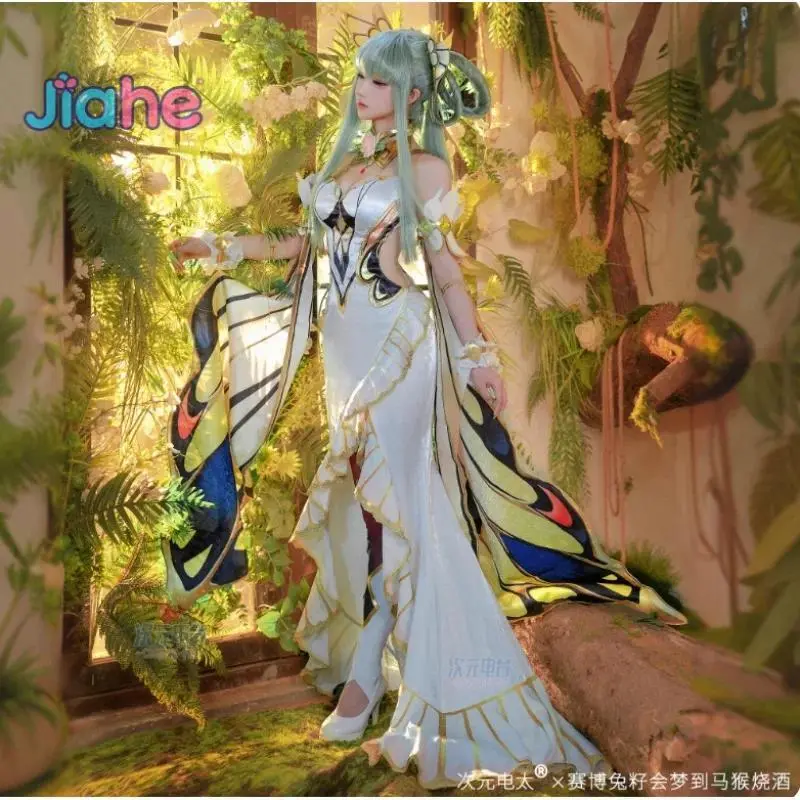 Anime C.C. Code  Cosplay Costume C.C. New women butterfly sexy dress necklace accessories props wig set Halloween uniform