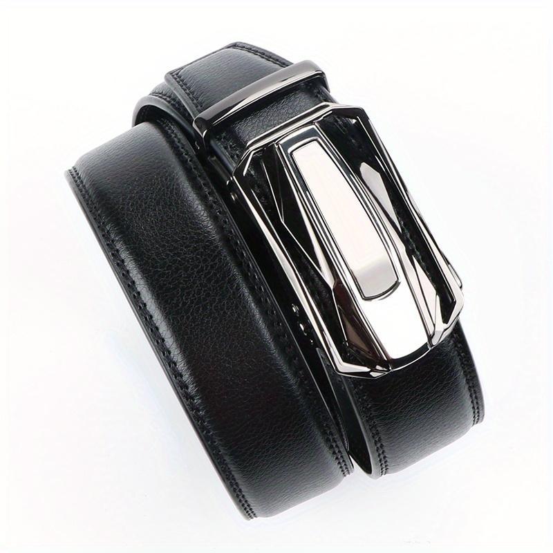1pcs Genuine Leather Ratchet Belt for Men - Adjustable Automatic Buckle, Versatile Casual Business Style, Durable Alloy Buckle, High-Quality Leather Panel, Easy to Wear And Suitable for Any Occasionvalentine'S Day