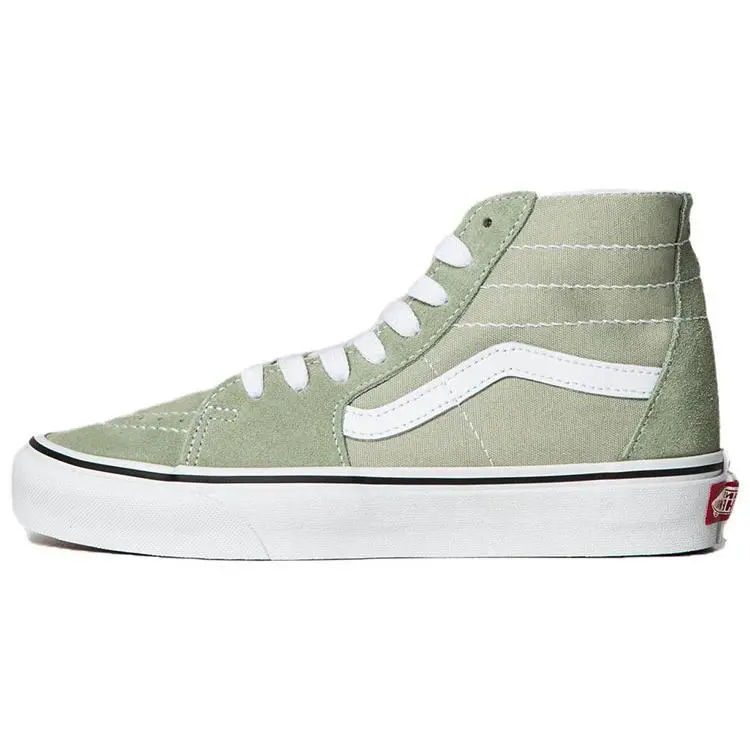 Vans SK8 Tapered High-Top Skate Shoes for Men and Women in White and Green Verifiable, with credentials and supporting global authentication