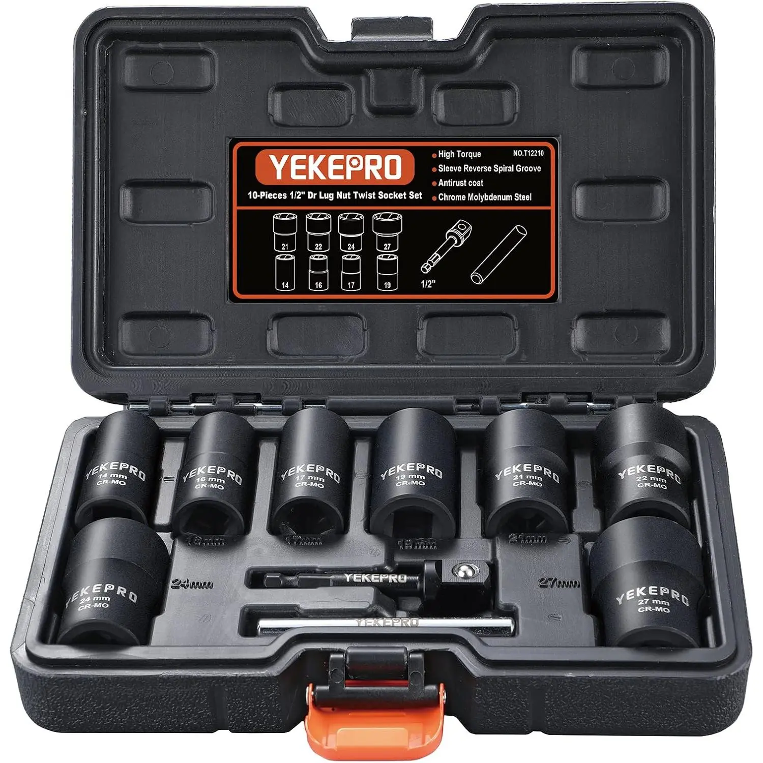 10PCS Lug Nut Removal Tool, 1/2" Drive Bolt Extractor Kit