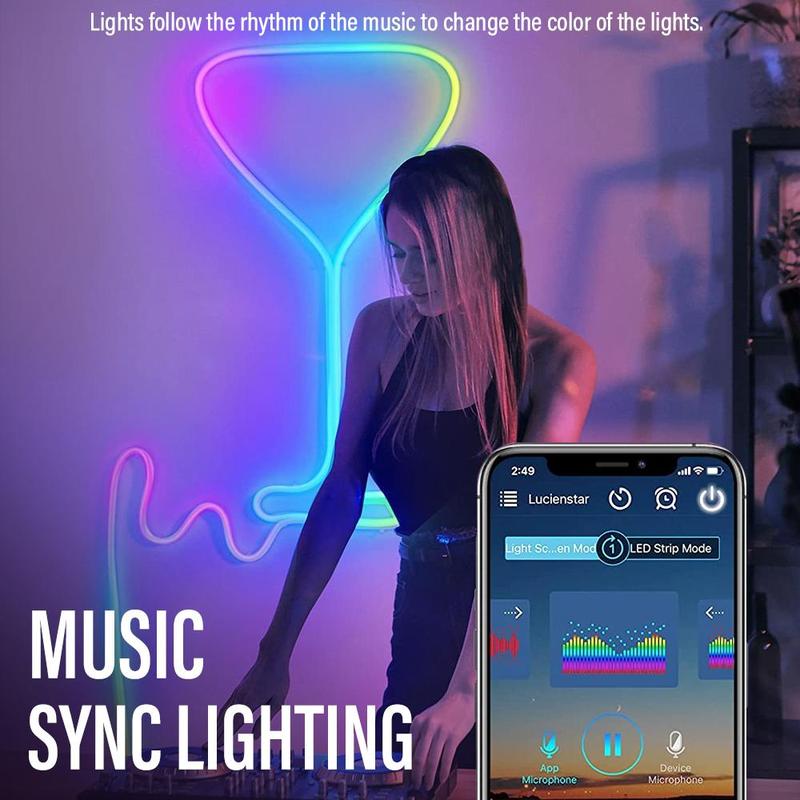 LED Smart Neon Light Strip, USB-Powered RGBIC Flexible Rope Light with App and Remote Control, LED Strip Lights for Bedroom, Living Room, Game Room or TV Wall, LED Light Strips #TOP PICKS